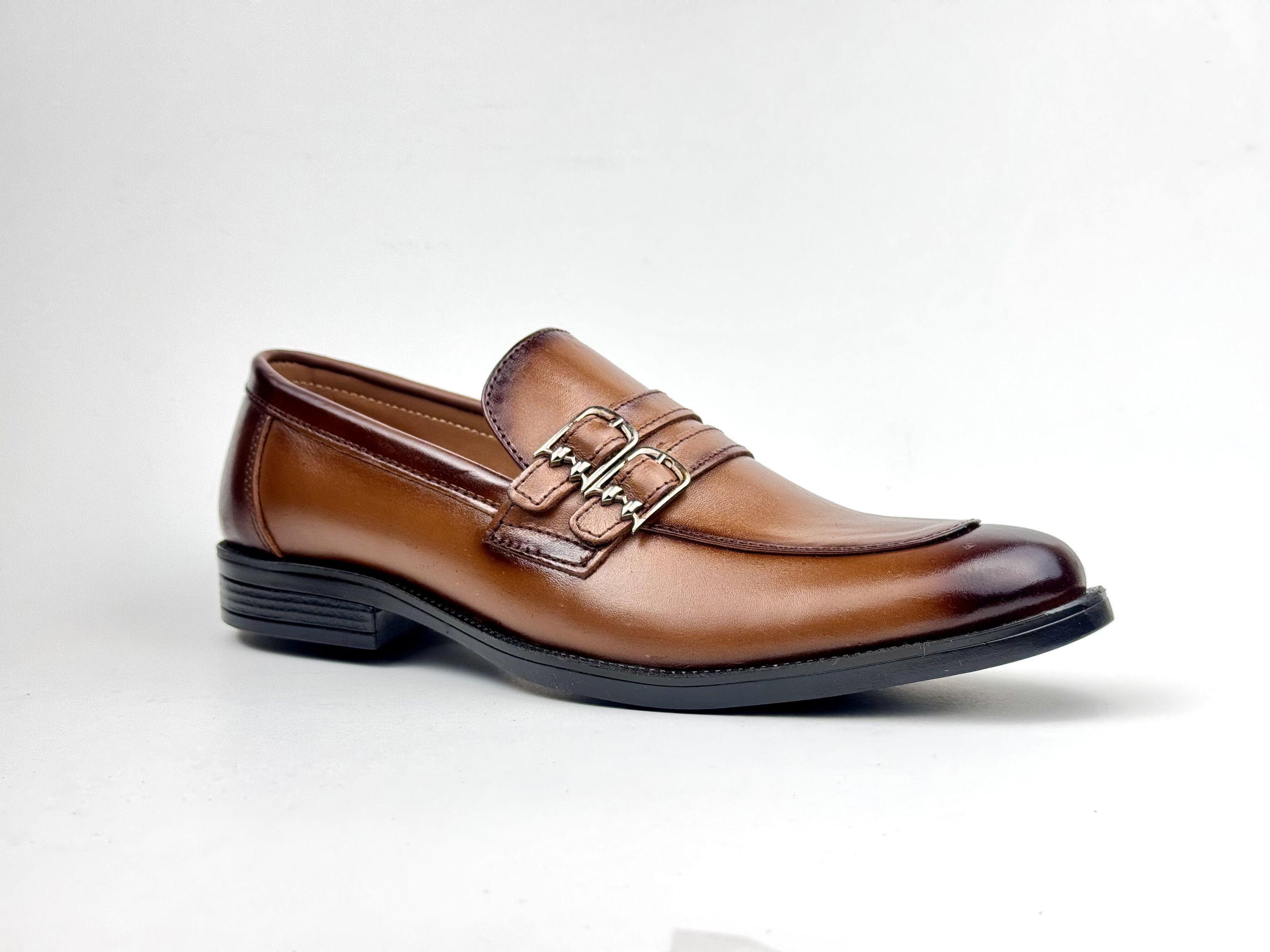 High Quality Double Buckle Leather Dress Shoes for Men Formal Business Smart Casual Shoes