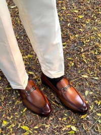 High Quality Two Tone Leather Dress Shoes for Men Buckle Formal Business Smart Casual Shoes